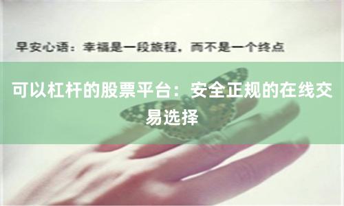可以杠杆的股票平台：安全正规的在线交易选择